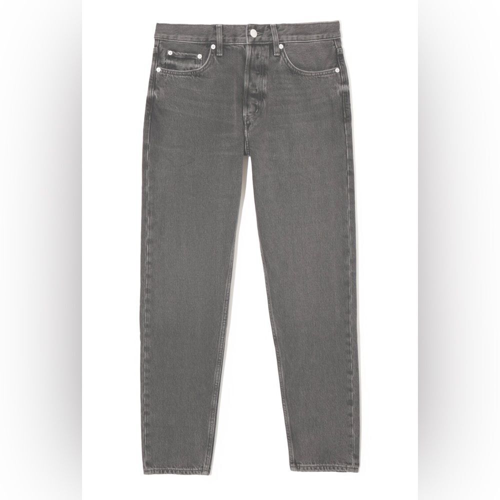 COS Mens Jeans Size 31 32 Regular Fit Gray Wash Tapered Leg Mid Rise Button Fly